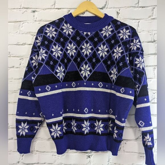 Vintage Steffner Virgin wool sweater, Christmas sweater, Snowflake ski sweater, - Picture 1 of 8